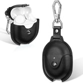 Fintie Protective Case for Pixel Buds A-Series (2021) / Pixel Buds 2 (2020), Premium PU Leather Slim Fit Metal Snap Closure Portable Cover Skin with Keychain, Black