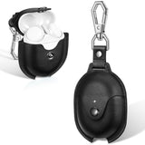 Fintie Protective Case for Pixel Buds A-Series (2021) / Pixel Buds 2 (2020), Premium PU Leather Slim Fit Metal Snap Closure Portable Cover Skin with Keychain, Black