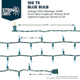 Blue Led Christmas String Lights,100 Count Mini Fairy Light With 26.4 Ft Green Wire,Lighting Decor For Indoor Outdoor Pa