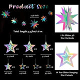 Star Garland Decorations Kit, Holographic Twinkle Little Stars Garlands, Glitter 3D Star Hanging Streamer Backdrop Banner For Birthday, Baby Shower, Graduation, Wedding, Ramadan, Eid