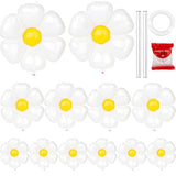 Daisy Foil Balloons - White Boho Flower Party Decor - 12pcs