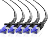 Maximm Ethernet Cable Cat 7, 3 ft, 5 Pack,Easy-Hide Flat Super-Durable Black B