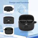 JBL Tune Buds 2 Soft Silicone Protective Case Cover with Carabiner and Cleaner Kit, Compatible with JBL Tune Buds 2 Case, Black