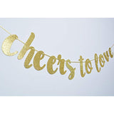 Wedding Banner Hanging Garland For Bachelorette, Engagement Or Wedding Party Decorations Bridal Shower Photo Prop Sign (Gold Glitter)
