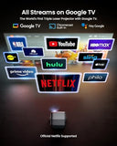 N1S Ultra 4K Triple Laser Projector With Wifi And Bluetooth, 2800 Iso Lumens, Google Tv, 360° Sensorless Picture Correction, 300", Hdr10, 20W Dolby Digital Plus, 3D-Active, Smart And Portable