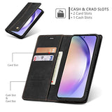 Case For Samsung Galaxy A16 4G/5G, Vintage Pu Leather Wallet Case Card Slot Kickstand Magnetic Closure Shockproof Flip Folio Case Cover For Samsung Galaxy A16 - Retro Black