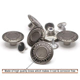 12 Sets No-Sew Permanent Buttons Jean Tack Buttons 20Mm (Gun Black)