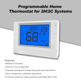 Programmable Thermostat, Thermostat For Home Hvac Systems,Multi-Stage, 2 Heat/2 Cool, Blue Backlight