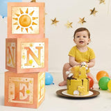 3-Pc Balloon Boxes with Letters for 1st Birthday Cake Smash and Photo Props