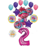 Poppy World Tour 2nd Birthday Party Supplies Trolls 15pc Balloon Bouquet Decorations