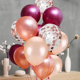Rose Gold Balloons Burgundy Balloons Kit, 62Pcs Burgundy Rose Gold Confetti Latex Balloons For Women Girl Baby Shower Wedding Birthday Party Decorations, 12 Inch