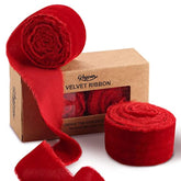 Velvet Ribbon For Gift Wrapping Red Handmade Fringe Ribbons For Crafts