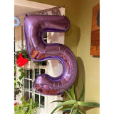 Numbers Balloon 3, 40 Inch Large Purple Balloon For Three Year Old Birthday Decor, 3 13 30 31 Birthday Party Decorations For Wedding Supplies