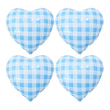 4Pcs 18" Blue Heart Checked Balloons Striped Plaid Heart Foil Balloons For Spring Party Decorations Picnic Party Decor Love Theme Birthday Party Wedding Baby Shower Versatile Party Decor