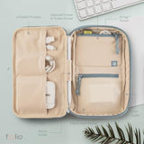 Folio 1L Tech Gear Pouch For Personal Or Individual Family, Travel, Work Cable Organizer, Electronic Tech Accessories With Label Identification, Small In Arctic Blue