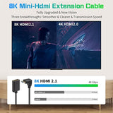 8K 90 Degree Mini Hdmi To Hdmi 2.1 Cable, 48Gbps Down Anglet Mini Hdmi Male To