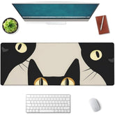 Black Cat Face Large Mouse Pad, Gaming Mouse Pad, Non-Slip Rubber Base, Office Accessories, Desk Mat, Cats Mousepads For School, Work, Home Decor Gifts 31.5" X 11.8"
