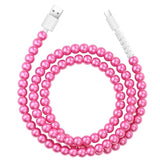 Usb A To Usb C Cable, For Iphone 16 Charging Cord Fast Charging Cable 3.3Ft Elegant Pearl Beads For Girls Women For Iphone 15, For Ipad 10Th Generation, For Galaxy S25-Hot Pink