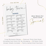 Baby Shower Games Boy - Baby Trivia And Word Scramble Game, 50 Double-Sided Cards (Blue)