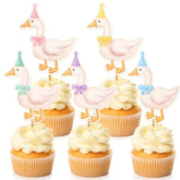 40 Pcs Silly Goose Cupcake Toppers Bulk Silly Goose Baby Shower Decorations Birthday White Cake Topper Decorations For Funny Theme Party Supplies Favors(Multicolor)