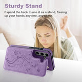 For Samsung Galaxy S23 Wallet Case With Card Holder, For Samsung S23 Wallet Case,Butterfly Double Magnetic Back Flip Pu Leather Kickstand Cover For Girls Women For Galaxy S23 -Purple