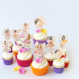 36Pcs Fairy Cupcake Toppers Wing Angel Flower Fairy Birthday Cupcake Picks Ballet Dancer Cake Decorations For Baby Shower Birthday Wedding Fairy Party Decorations Supplies