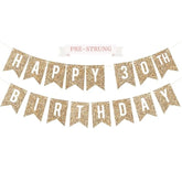 Pre-Strung Happy 30Th Birthday Banner - No Diy - Gold Glitter 30Th Birthday Party Banner - Pre-Strung Garland On 6 Ft Strands - Gold Bday Party Decorations & Decor. Did We Mention No Diy