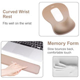 MOSISO Keyboard Mouse Pad Set, Large Gaming Mouse Pad&Keyboard&Mousepad Wrist Rest&Coaster, Ergonomic Non-Slip Mousepad Easy Typing Cushion with Curved Concave Memory Foam for Home Office, Brown
