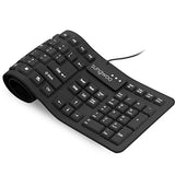 Foldable Silicone Usb Wired Standard Waterproof Rollup Keyboard For Pc Notebook Laptop, Full Size (Black)