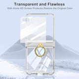 For Samsung Galaxy Z Flip 7 Clear Case Hinge Protection With Ring Holder & Screen Protector Soft All-Inclusive Shockproof Cover For Samsung Galaxy Z Flip 7 (Full Clear)