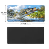 Gaming Mouse Pad Bass Fish Extra Large Desk Mat Non-Slip Soft Rubber Mousepad For Desktop Office Stitched Edges Waterproof Keyboard Mat For Computer Laptop 35.4''X15.7''