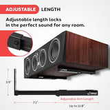 Adjustable Speaker Wall Mount Brackets - 2 Pack Extendable Steel Arms for Center Channel, Small or Large Speakers & Soundbars - 110 lbs Capacity,