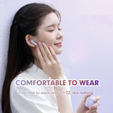 True Wireless Earbuds Purple Bluetooth 5.3 With Microphone For Working Out Noi
