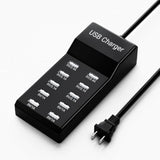 10-Port Usb Charger Block, Multi Usb Charging Station, Iphone/Ipad/Samsung Galaxy Note Tablet Android Smartphone Multi-Function Device, 50W10A Power Strip(Biack)
