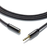 Premium 3.5Mm Jack Male To Female Aux Audio Extension Cable, Trrs 4 Poles For Headphones With Mic, Speakers - 12Ft
