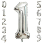 Silver Number 1 Balloon,40 Inch Large Number Foil Mylar Balloons For 1St Girl Boy Birthday Party Celebration Decoration Supplies, Big Digital Balloons For Wedding Anniversary Events Decor