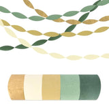 5 Rolls Green & Gold Crepe Paper Streamers for Wedding, Shower, Party Decor