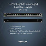 16-Port Gigabit Ethernet Unmanaged Switch (Gs316) - Desktop Or Wall Mount, And Limited Protection