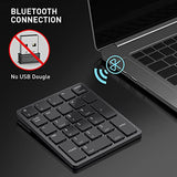 Bluetooth Number Pad Wireless Numeric Keypad Numpad 26 Keys Portable Mini Financial Accounting Rechargeable Numeric Pad For Windows Laptop Desktop, Pc, Notebook (Black)