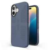 Mystery Blue/Faded Denim Speck CandyShell Grip Case for iPhone 16 - Slim Protective MagSafe iPhone 16 Case for Women & Men, Shock-Absorbing Anti-Slip Phone Cover