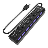 Usb Hub, 7 Port Usb 2.0 Hub Led Portable High-Speed Compatible For Imac Pro, M