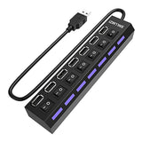 Usb Hub, 7 Port Usb 2.0 Hub Led Portable High-Speed Compatible For Imac Pro, M