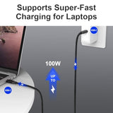 Usb C To C Cable, 3.2 Gen 2 Usb-C Cable 10Ft - 4K Uhd 20Gbps 100W Pd Fast Charging Cable For Macbook Pro, For Ipad Pro, Nylon Braided, Black.