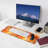 Laptop Mouse Pad Orange Marble Gold Liquid Desk Mat With Stitched Edges 31.5X 11.8 Inch Non-Slip Large Keyboard Rubber Writing Table Mat For Office Home