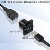 Usb3.0 Male To Female Panel Mount Adapter 5Gbps Usb Plug To Socket Conversion