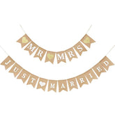 2 Pieces Mr And Mrs Banner Just Married Banner Bridal Shower Rustic Bunting Garland For Wedding Party