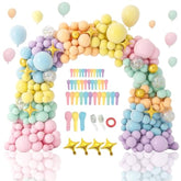 146Pcs Easter Pastel Rainbow Balloon Arch Garland Kit Macaron Unicorn Spring Globos Para Decoracion With Star Foil Balloon For Baby Shower Birthday Anniversary Mermaid Party Graduation