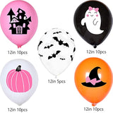 50pcs Halloween Pink Balloons Set Boo Foil Ghost Latex Balloons Party Birthday Decorations