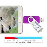 Borlterclamp 32Gb Usb Flash Drive Dual Port Memory Stick, Otg Swivel Thumb Drive With Micro Usb Drive Port For Android Smartphone Tablet & Computer (Purple)