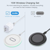 15W Wireless Charger Samsung S24 Ultra Charging Pad For Samsung Galaxy S24 S23 Fe S22 Ultra S21 Note20 Z Flip/Fold 6 5 4,Google Pixel 9 8A 7A 8 7 6 Pro,Wireless Fast Charging Station With Qc Adapter